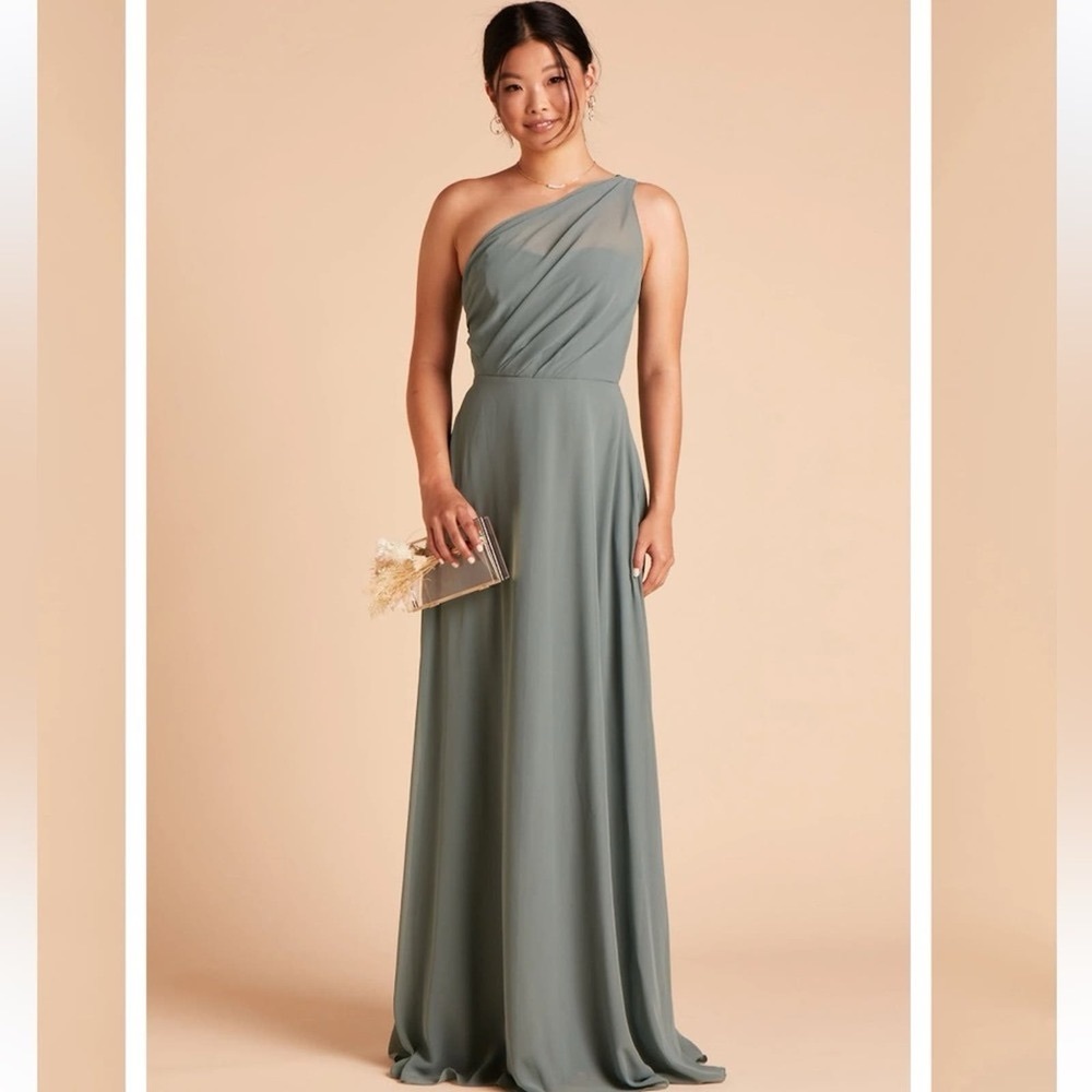 Birdy Grey Kira Chiffon One Shoulder Bridesmaid Dress Seaglass Green XL New